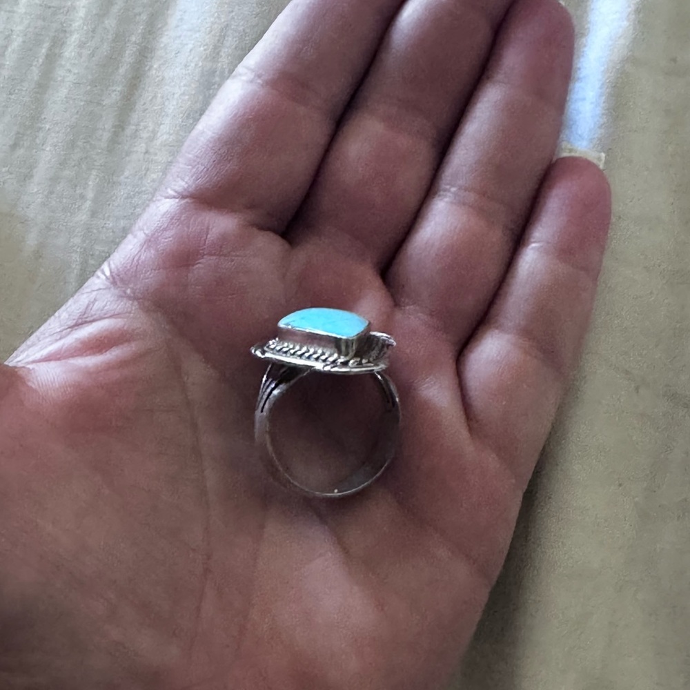 Silver And Turquoise Statement Ring - image 3